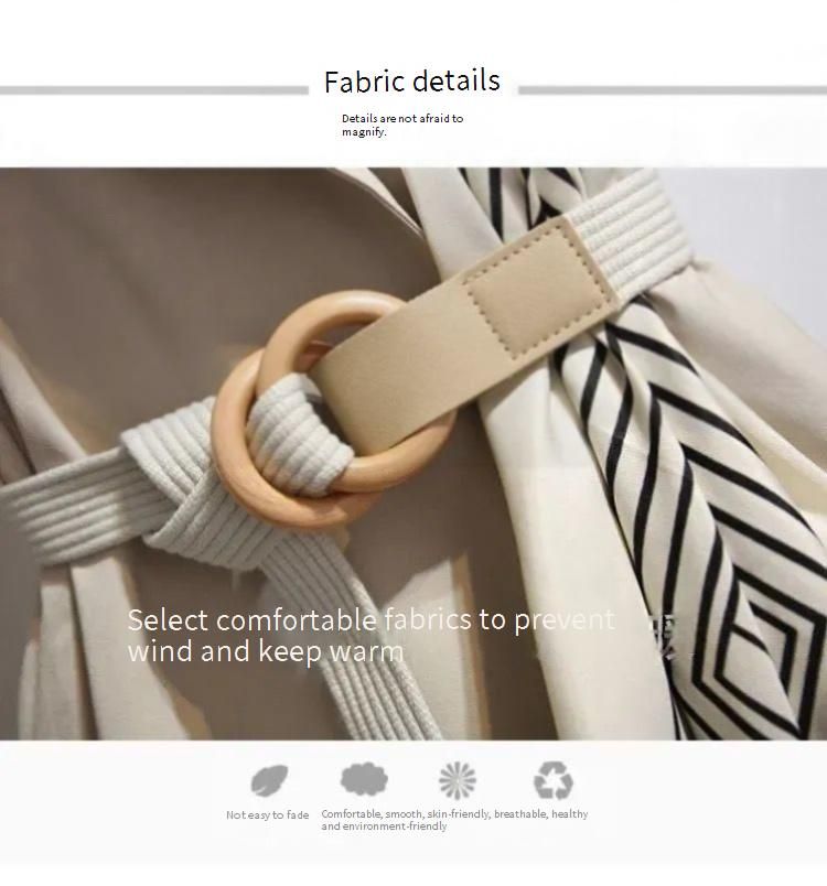 Elegante trench da donna taglie forti - Capospalla snellente di media lunghezza con colletto polo, vestibilità ampia e maniche a palloncino alla moda_voghion.com