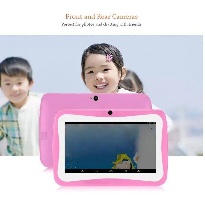 Tablette enfant Q7 7 pouces avec 16 Go de stockage, système d'exploitation Android et étui de protection - Double caméra, Bluetooth, processeur 8 cœurs (Wi-Fi uniquement, plusieurs options de couleurs)_voghion.com