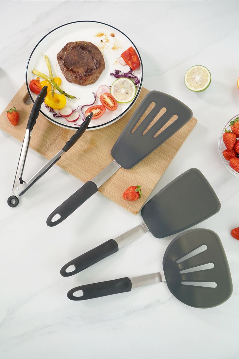 Turner Spatula Silicone Spring Frying Spatula Frying Steak Non Stick Pan Leaking Spatula Kitchen Set_voghion.com