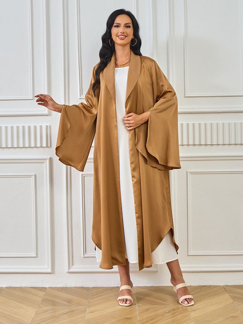 Damkläder Stor Gunga Enfärgad Cardigan Robe Klänning Hon_voghion.com