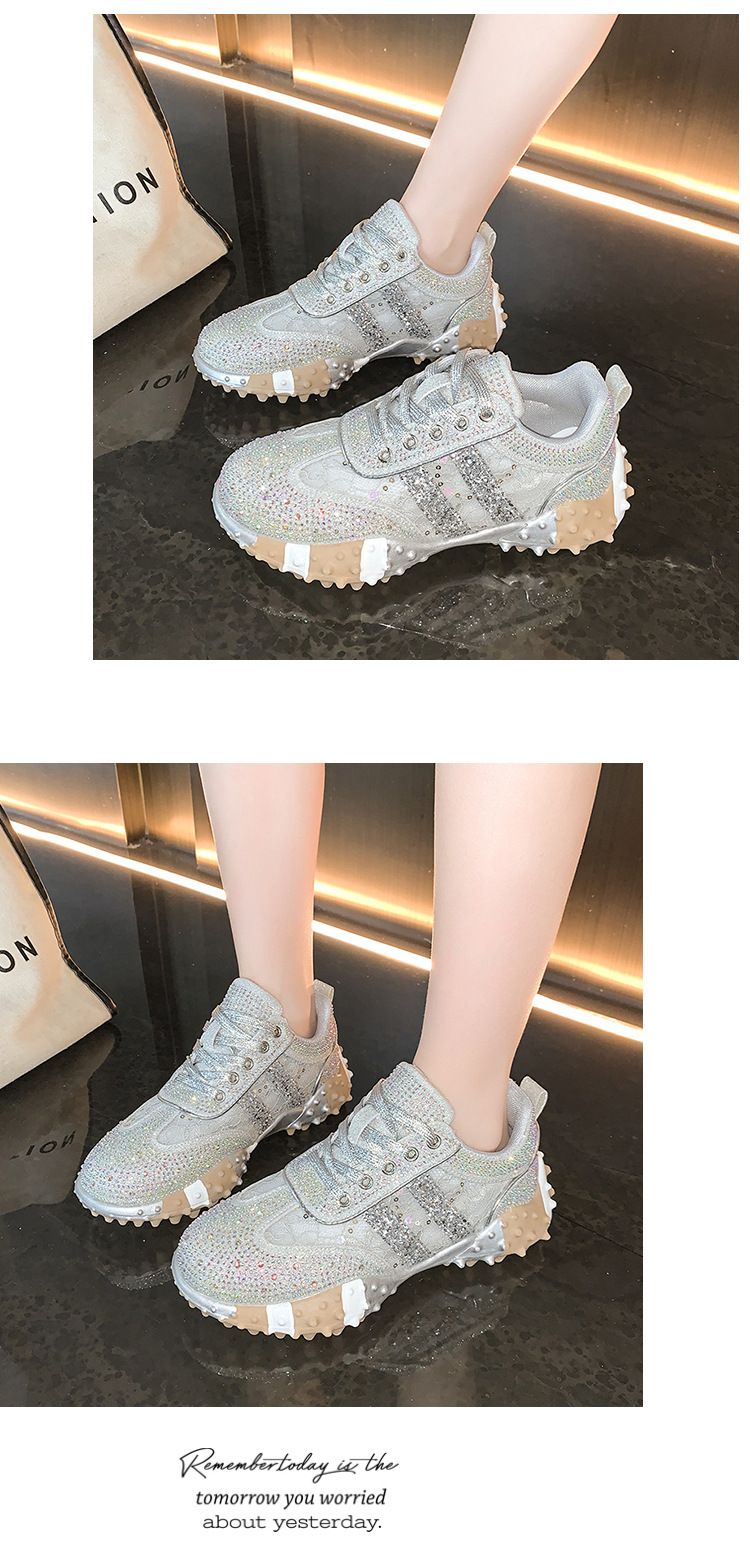 New Women's Fashion Sneakers With Rhinestone Accents – Lightweight, Comfortable & Non-Slip – Available In Sizes 35-43 (Silver/Gold)_voghion.com