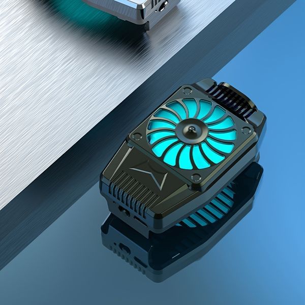 Mobile Phone Cooler Rechargeable Cooling Fan Cell Phone Radiator For Playing Games Watching Videos With LED Light; Compatible For ; IPhone/Google/Sa_voghion.com