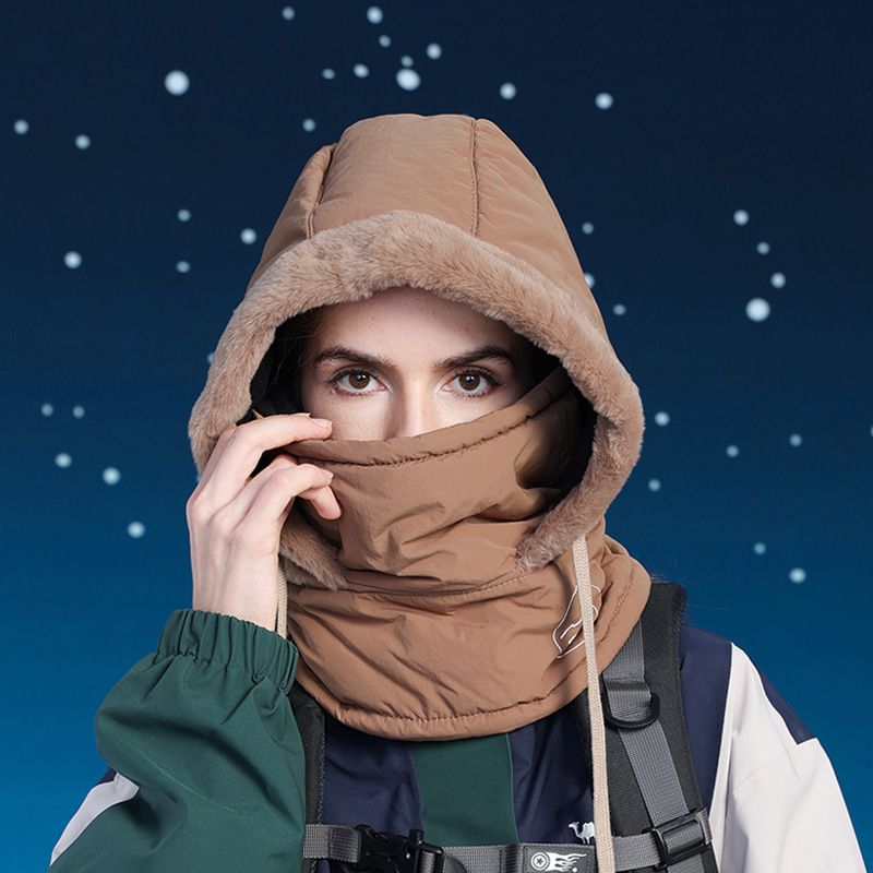 LazyZoom Cycling Windproof Large Head Circumference Unisex Winter Face Mask Warmer Integrated Fleece Lined Thermal Neck Guard_voghion.com