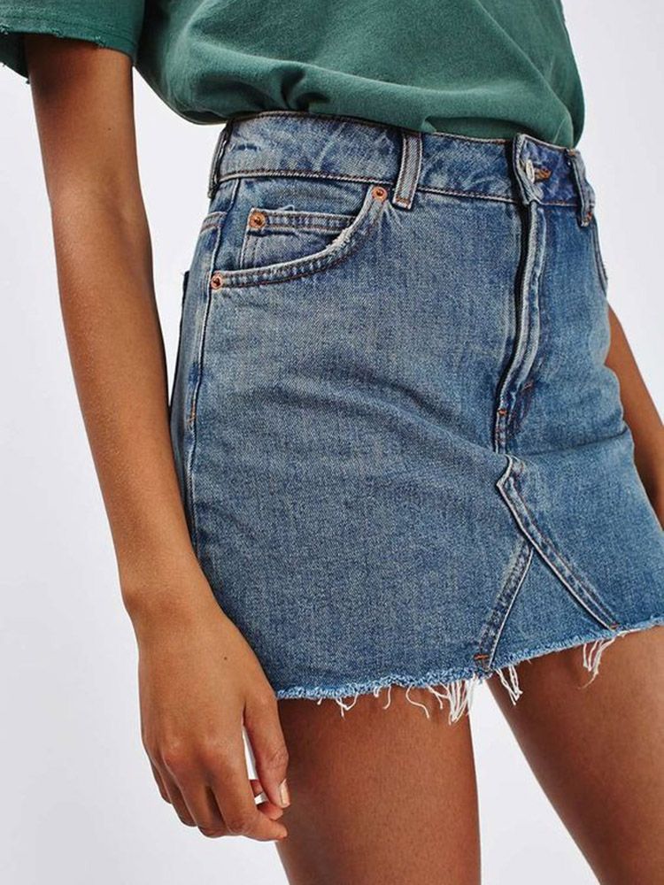 Venda quente Ins Moda Verão Mulheres Cintura Alta Shorts Saia Senhora Sexy Boate Stripper Recorte Streetwear Mini Vestido Jeans Jeans_voghion.com