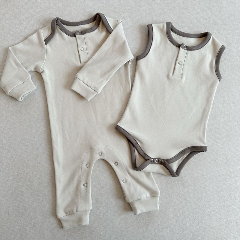 Heißer Verkauf Baby Baumwolle Ärmellose Weste Klettern Kleidung Baby Nordic Stil Außenhandel Unibody Kleidung Multicolor Tasche Fett Kleidung_voghion.com