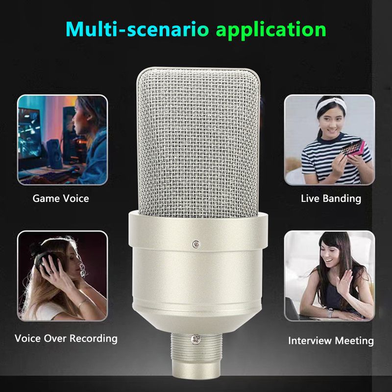 Professional Condenser Microphone Studio Wired Microphone For PC Laptop Computer Mic Karaoke Singing Streaming Sound_voghion.com