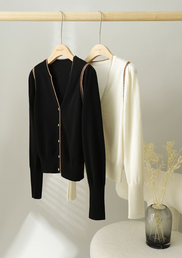 Cardigan tricoté à manches longues pour femme, ample, nouvelle veste pull de style occidental, vêtements d'extérieur de style coréen, col en V, automne 2024_voghion.com