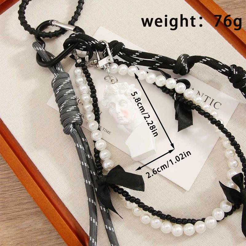 Simple Miu Series Art Blush David Statue Pendant Black Pu Love Pearl Chain High End Bag Pendant_voghion.com