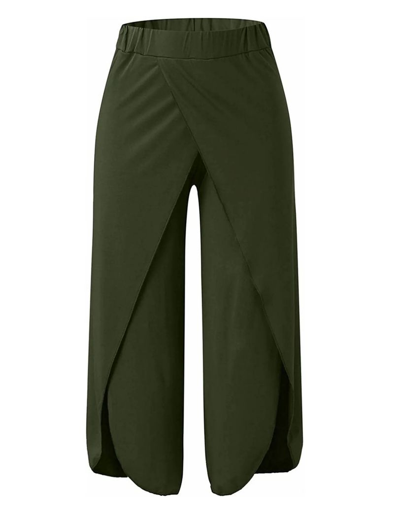Pantalon Boho ample à jambes larges et ample pour femme Y2K, couleur unie, fente haute, fluide, mode décontractée, tendance, offre spéciale_voghion.com