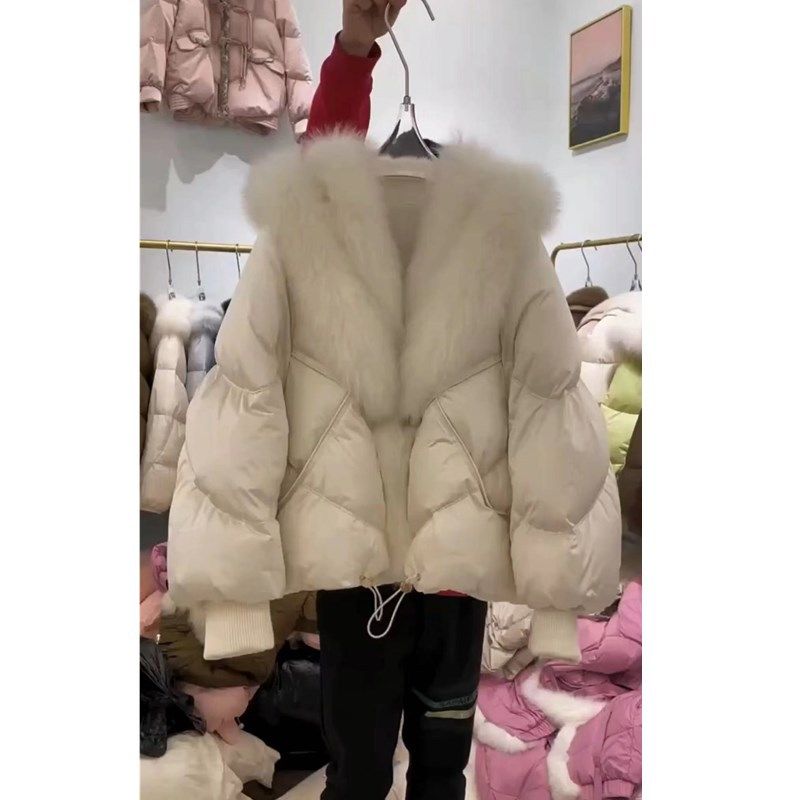 Women's Clothing big fur collar loose thick warm fashion cotton clothes for women_voghion.com