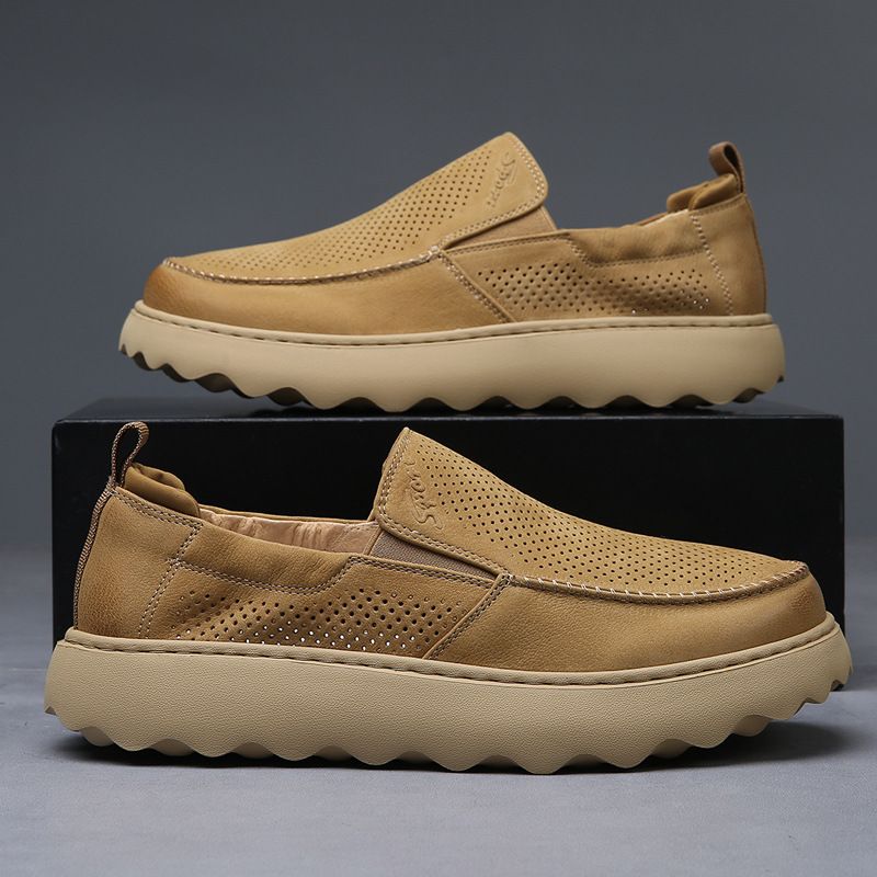Zapatos de tabla informales de corte bajo para hombre, transpirables, con suela gruesa y versátiles, con un solo pie, para verano de 2025_voghion.com