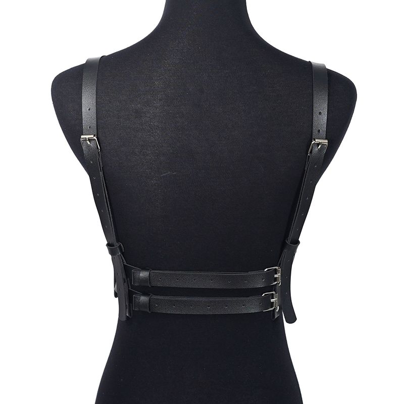 HOT Vrouwen Goth Pu Leer Bezaaid Decor Verstelbare Riem Gothic Harnas Lingerie Bondage lingerie_voghion.com