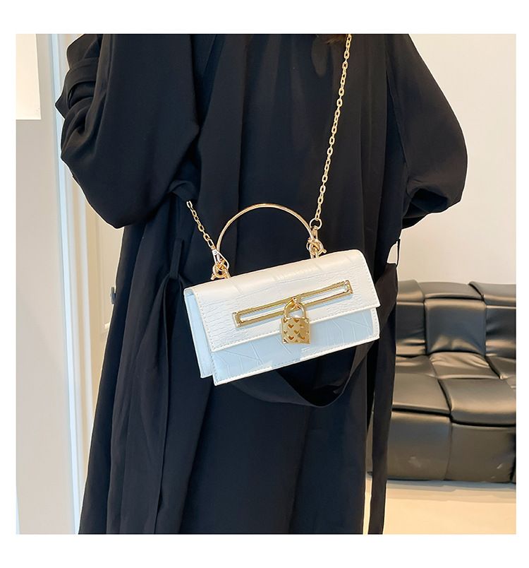 Women's Stylish And Versatile Small Square Shoulder Bag - Crossbody & Handheld For Daily Use, PU Leather With Alligator Texture, Magnetic Closure_voghion.com