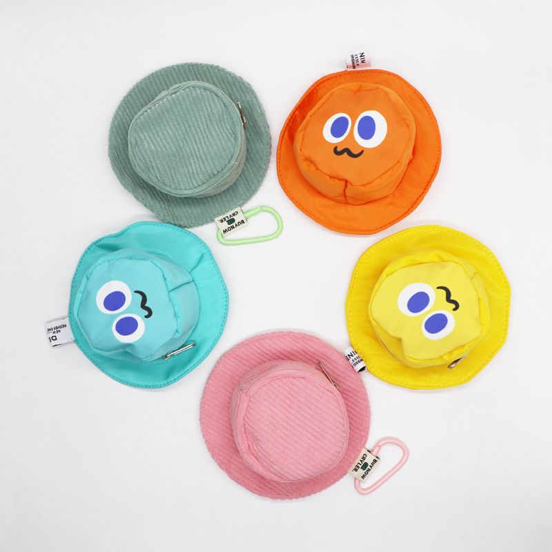 Dopamine Mini Small Bag Storage Coin Purse New Fisherman Hat Style Earphone Case Keychain Chain Lanyard Pendant_voghion.com