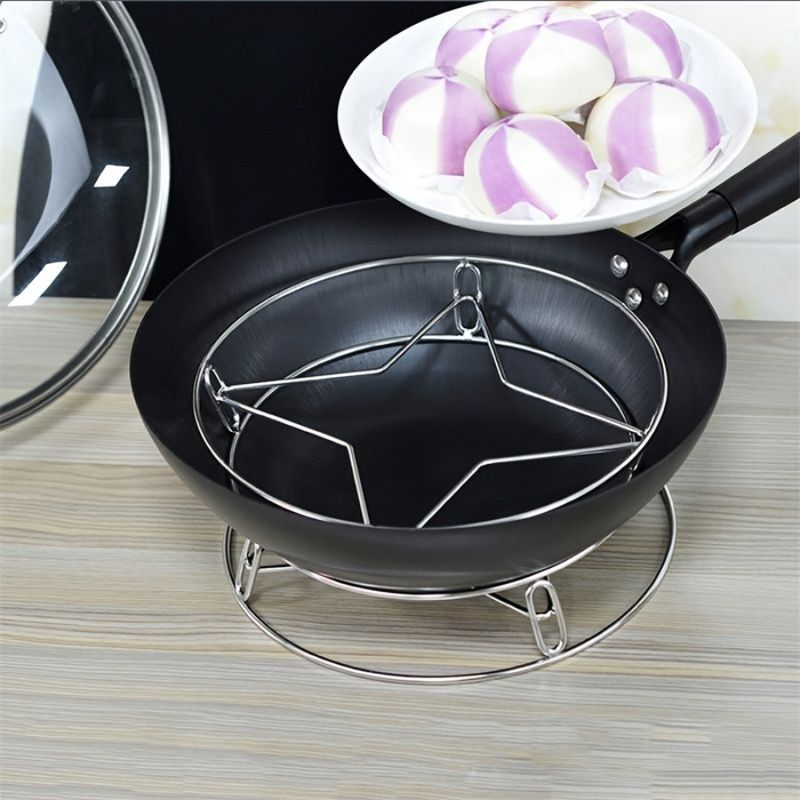 Supporto isolante in acciaio da cucina per pentole; Supporto per vapore in acciaio inox antiscottatura per pentole 1 pz; Cuscinetto; Calore_voghion.com