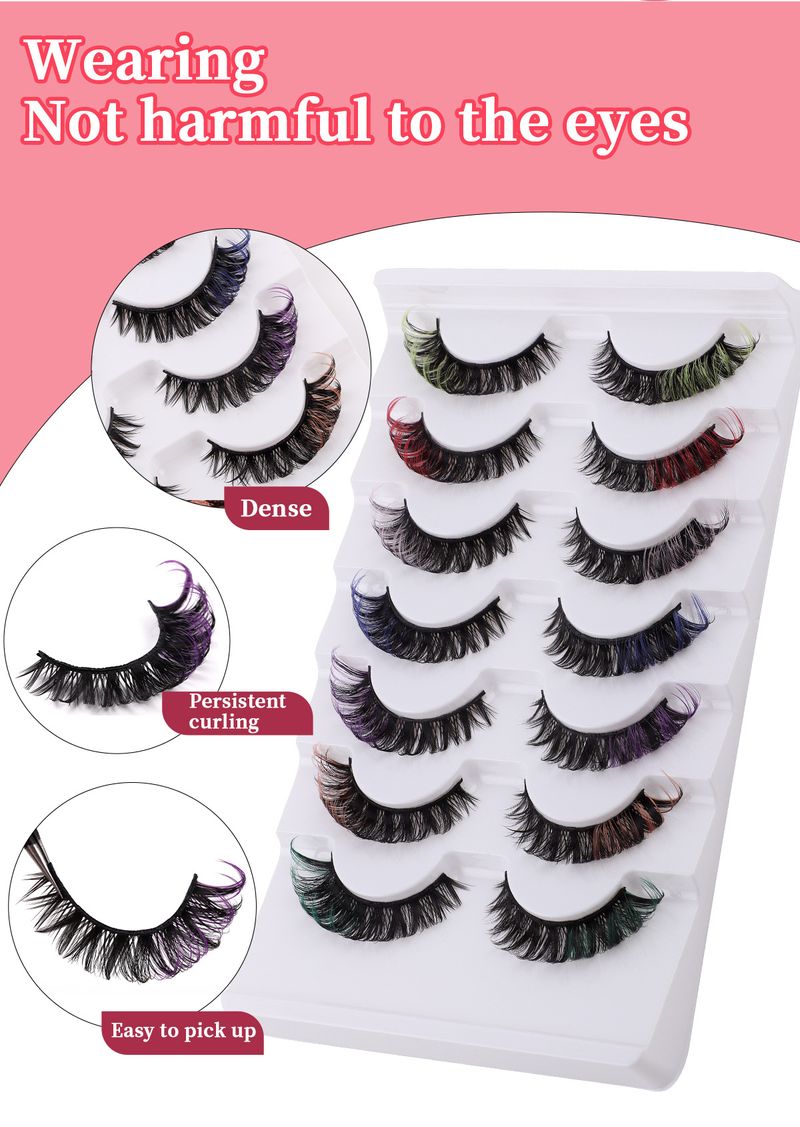 7-Pair Russian Volume False Eyelashes, Colored Outer Corner Extensions, Euro-American Thick & Natural Lashes_voghion.com