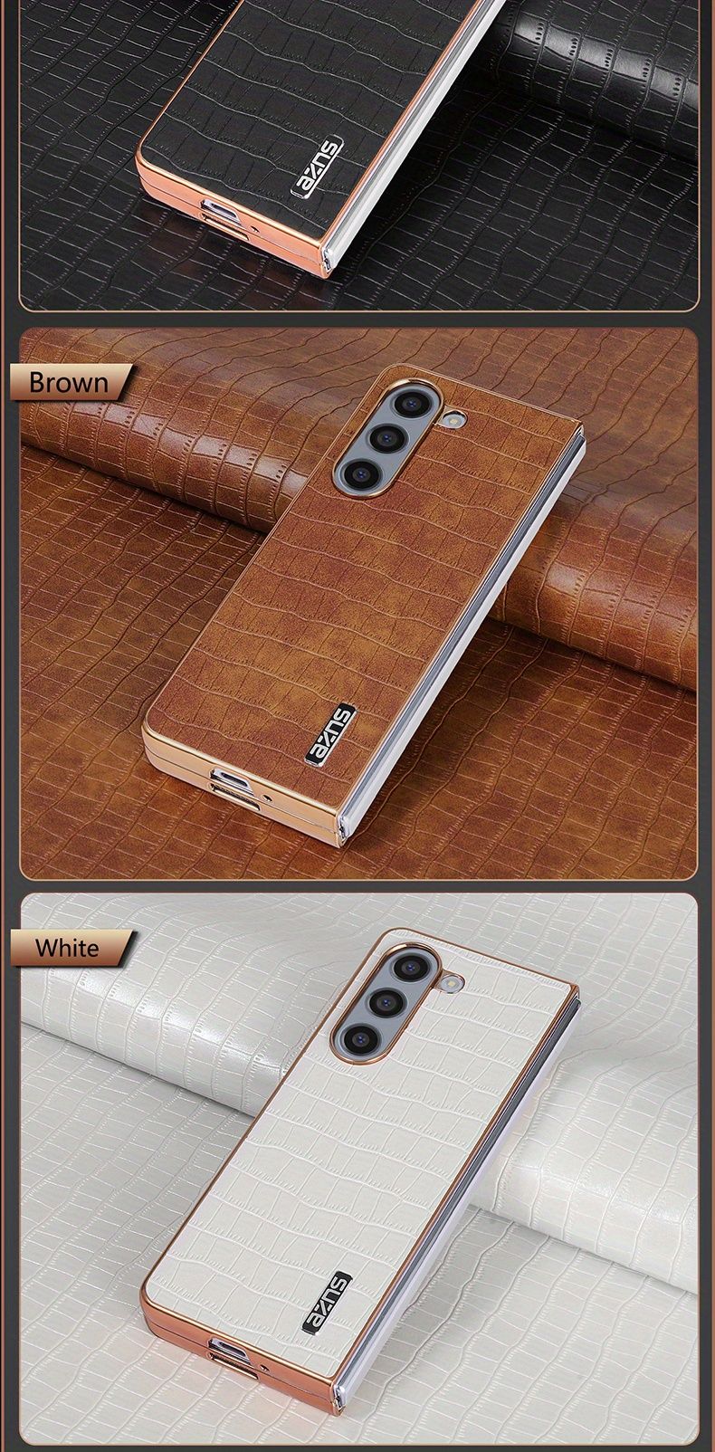 Luxury Fashion Crocodile Pattern Ultrathin Leather Phone Case For Galaxy Z Fold 6 5 4 3 Soft Back Cover_voghion.com