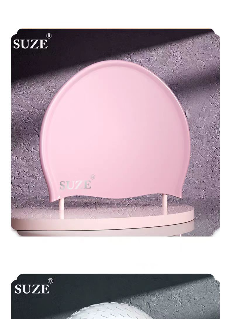 Cuffia da nuoto in silicone Cuffia da nuoto impermeabile con protezione per le orecchie Cuffia larga per capelli lunghi per uomo e donna, una cuffia in tinta unita_voghion.com