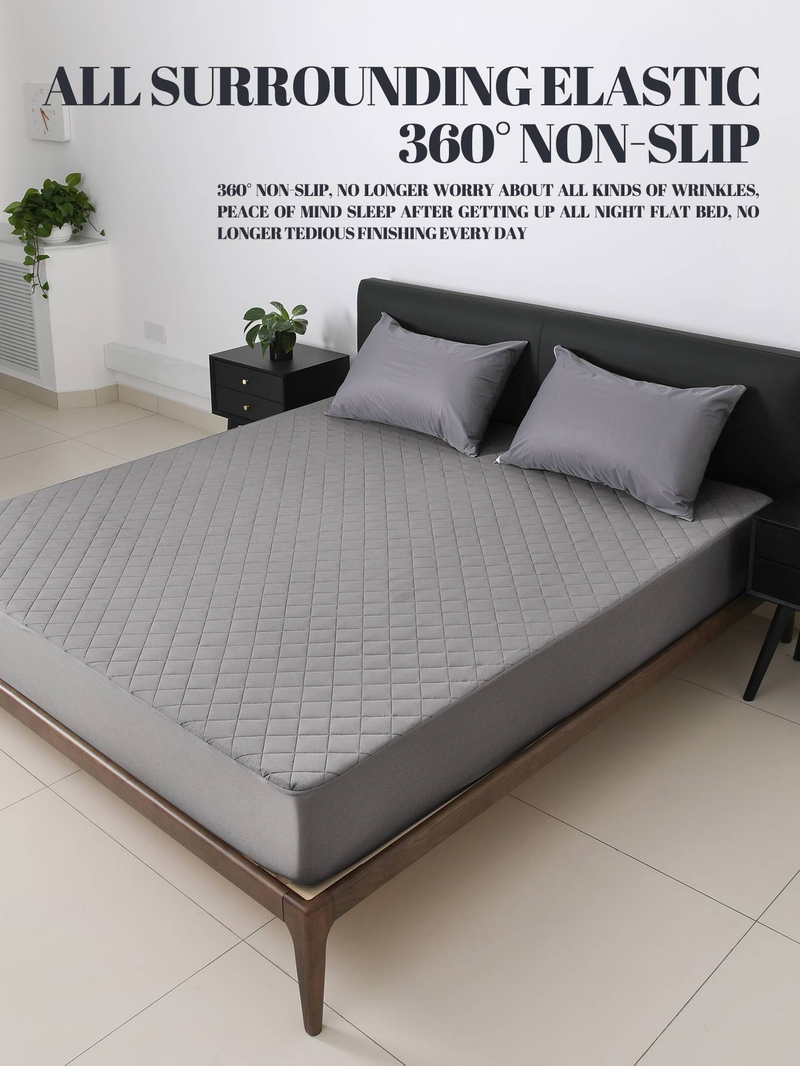 1pc Mattress Cover,100% Waterproof Microfiber - Soft, Breathable And Allergy-resistant - Deep Pocket Diamond Check Embossed Mattress Cover_voghion.com