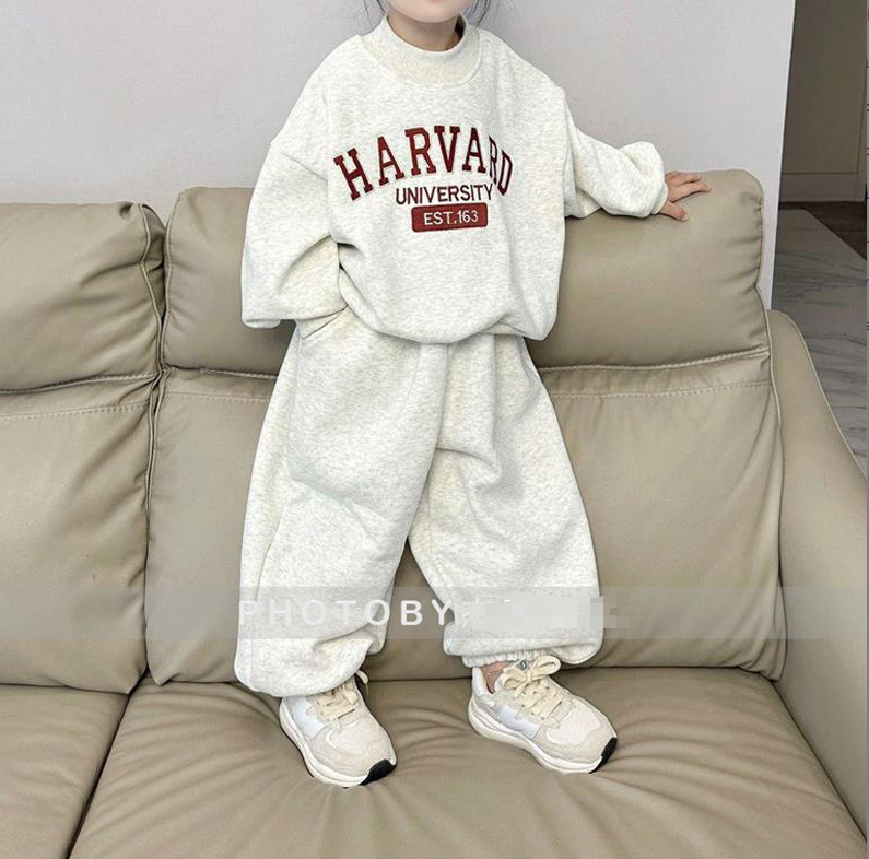 Ins winter neue für jungen mädchen, modische und einfache lter lose lässige kinder kleidung, fleece hoodie zwei-stück_voghion.com