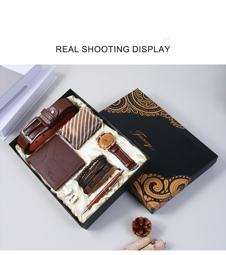 Herrenuhren Herren Business Uhr Gürtel Geldbörse Herrentag Souvenir Praktisches kleines Geschenk Valentinstag Geschenkset_voghion.com
