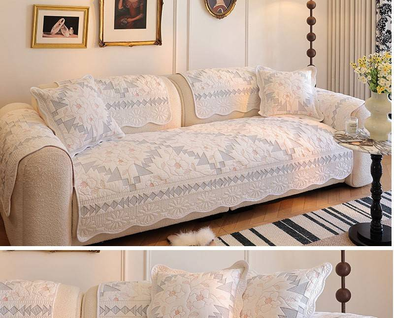 Embroidered Pure Cotton Washed Sofa Cushion Four Seasons Non Slip Cotton Fabric Living Room Sofa Cover_voghion.com