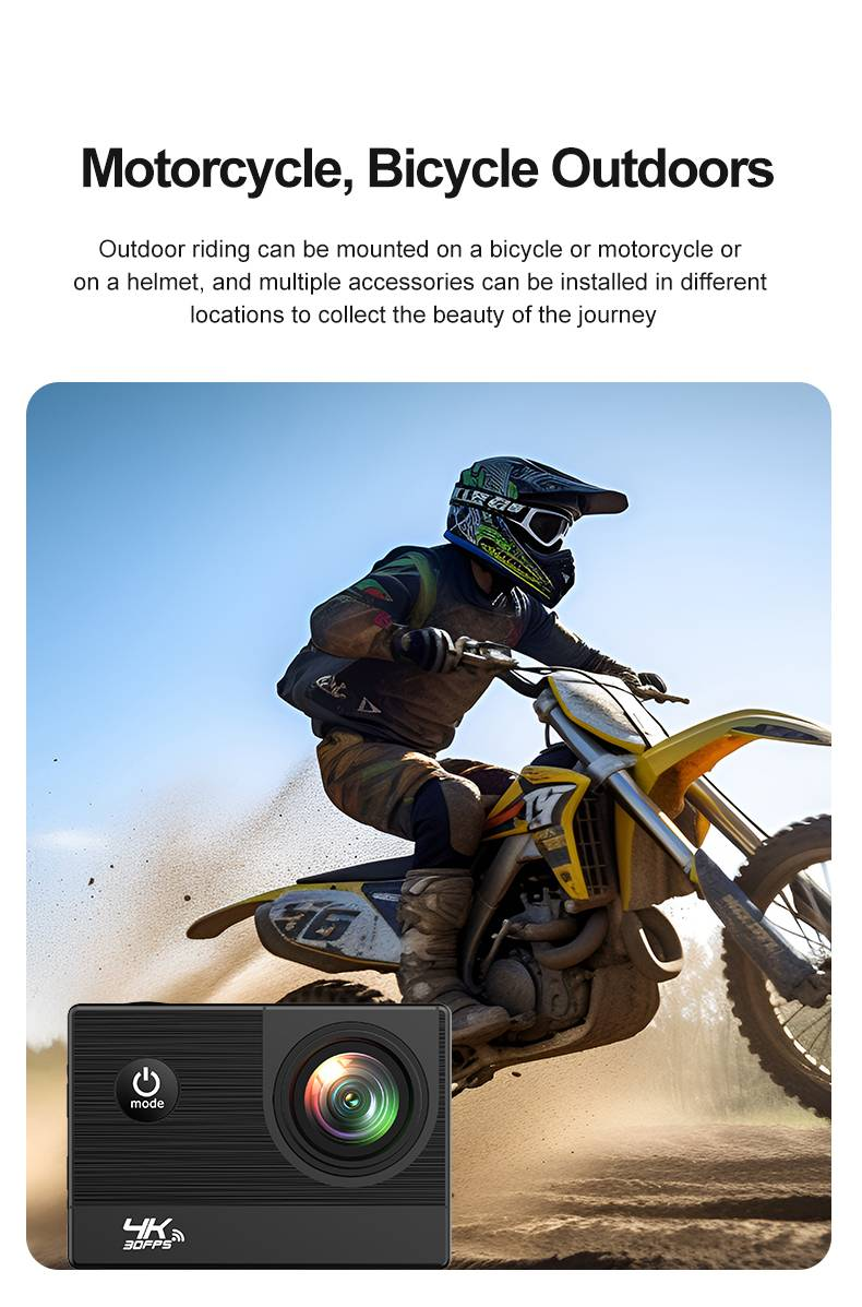 HD 4K Outdoor-Sportkamera gëeegent fir Vëlofueren, Tauchen a Camping mat enger 64GB-Speicherkaart abegraff._voghion.com
