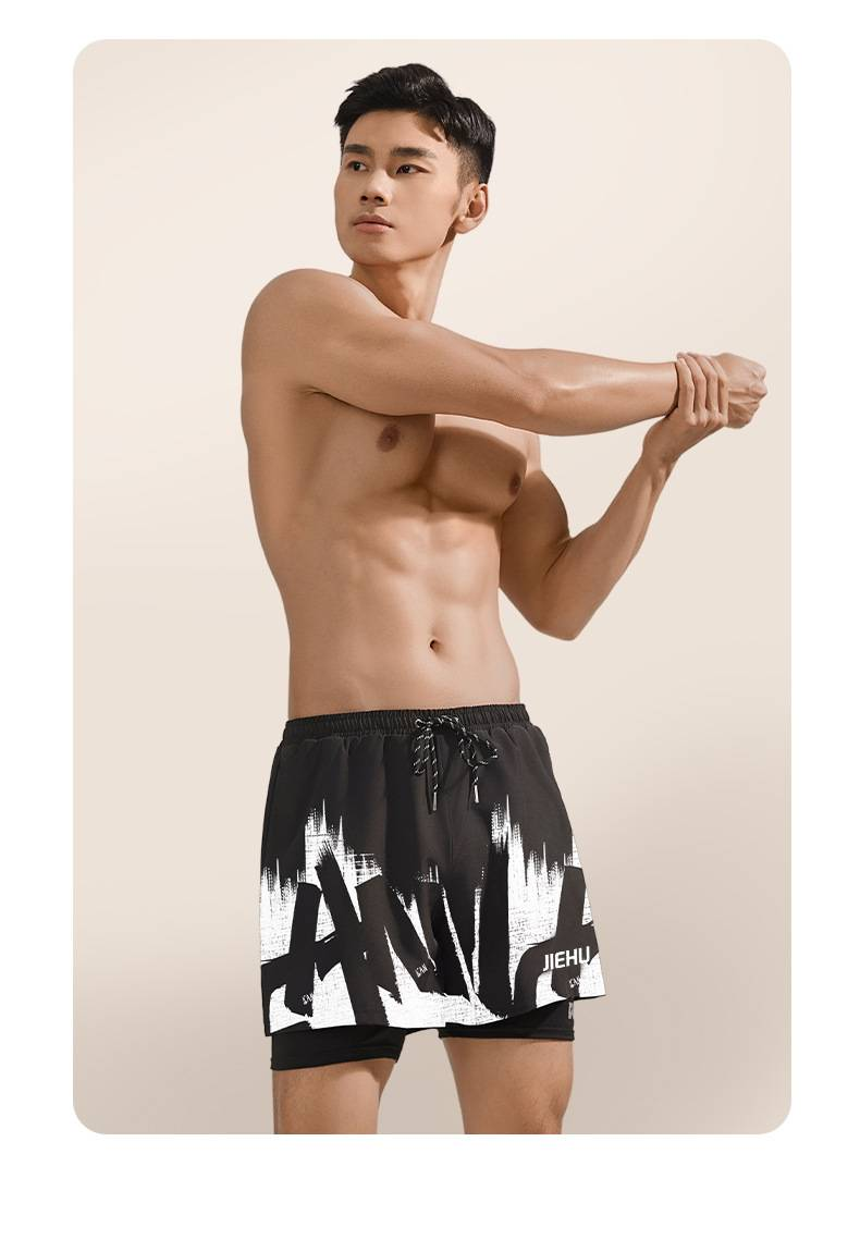 Doppellagige, lockere und schnelltrocknende Badehose und Shorts für Herren, große, flache Strandhose für Herren_voghion.com