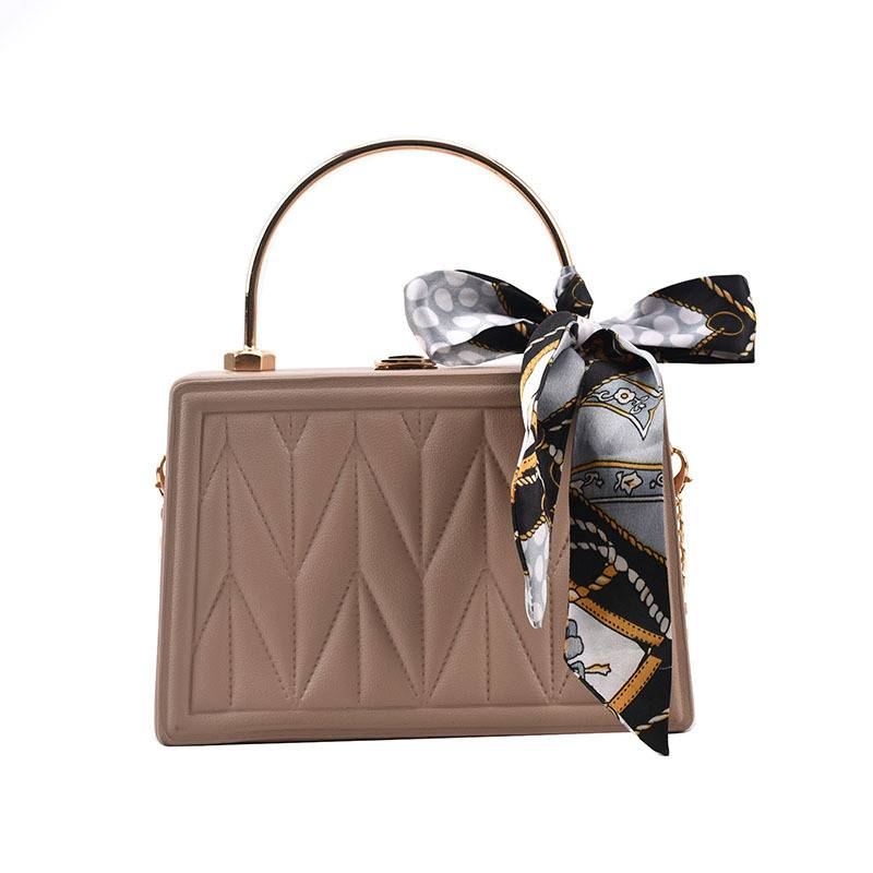 Women’s Bags New Version Of All Match Silk Scarf Small Square Bag Hand To Enhance The Sense Of Class Box Bag Pleated Chain Shoulder Messenger Bag_voghion.com