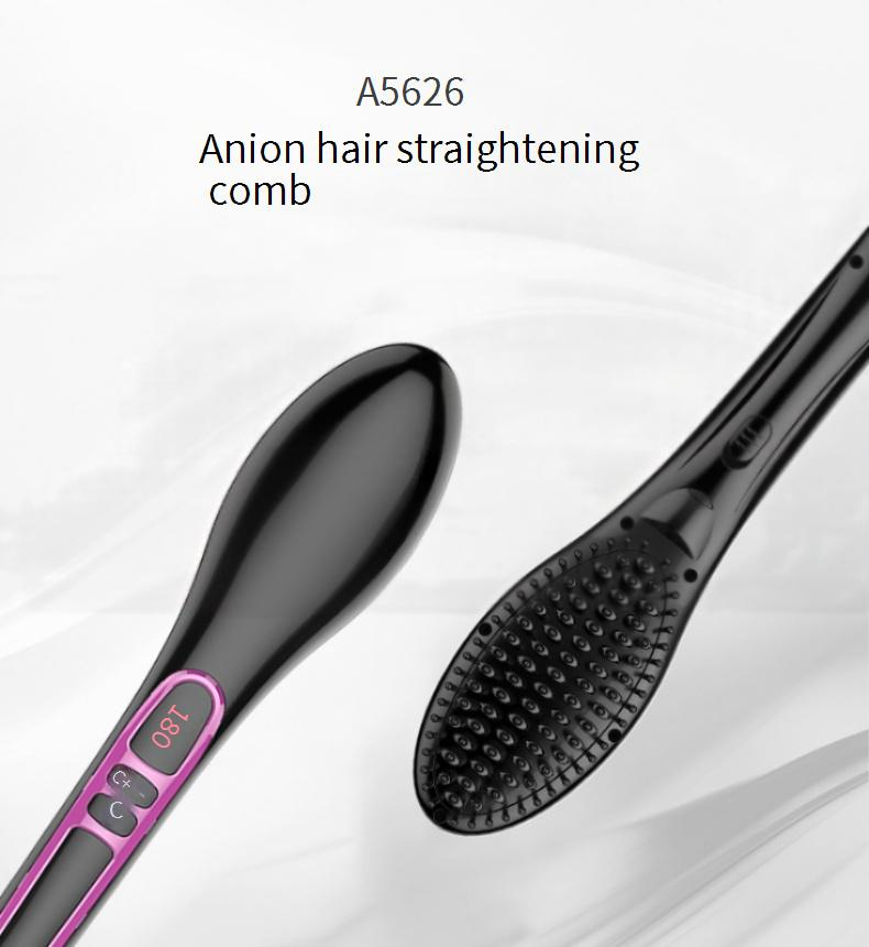 Arricciacapelli elettrico LCD a ioni negativi, piastra per capelli, pettine per capelli, veloce e non danneggia la cura dei capelli._voghion.com