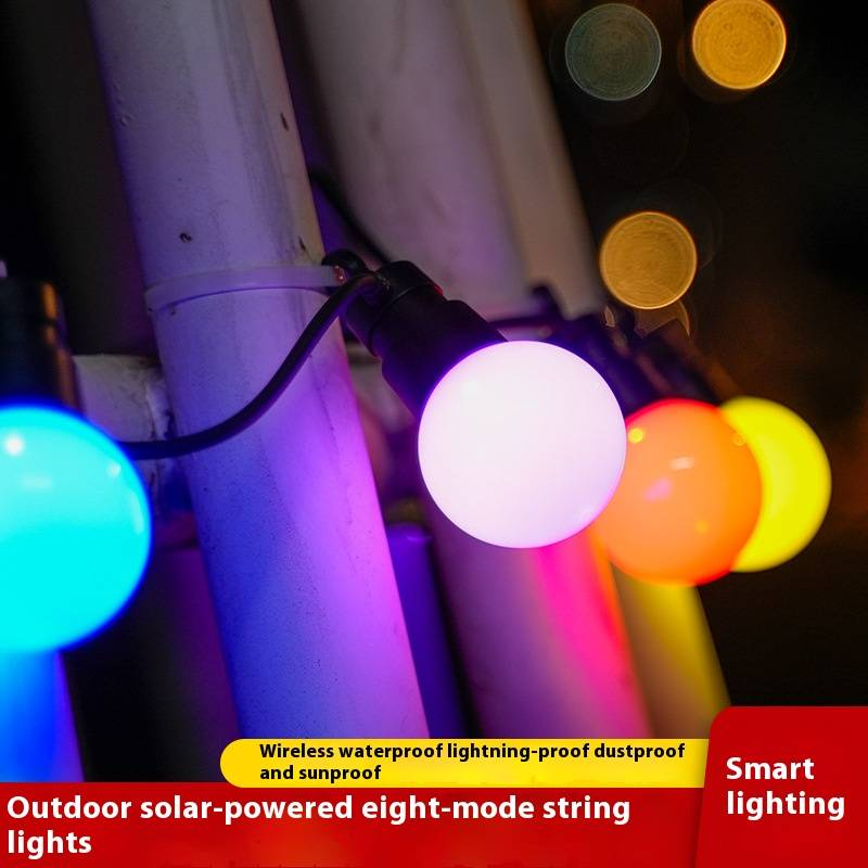 Cordão de Luzes Solares para Exterior, 50 Luzes LED Globo com 8 Modos de Iluminação, À Prova D'água e Resistente às Intempéries para Camping, Pátio, Jardim e Decoração de Festas_voghion.com