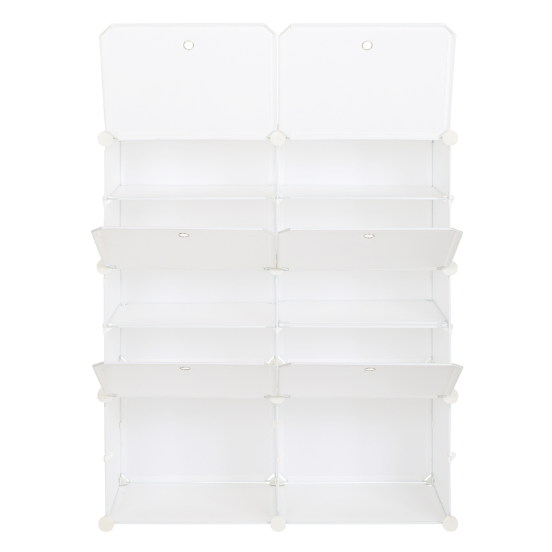 Étagère à chaussures portable à 5 niveaux, 10 compartiments, extensible, pour 20 paires de chaussures, talons, bottes, chaussons, blanc_voghion.com