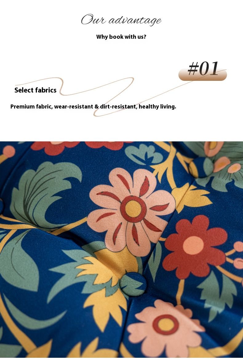 Portable Seat Cushion With Handle – Floral Design Thick Comfort Pillow For Chair, Sofa & Floor (Washable Polyester, Non-Slip, Office & Home Decor)_voghion.com