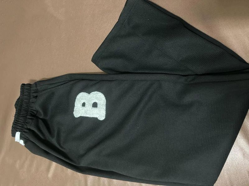 Calça casual masculina de malha waffle com letras bordadas - Calça de moletom com perna reta e mistura de algodão macio para conforto diário (preto, branco, P-3GG)_voghion.com