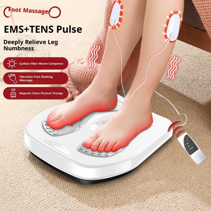 Massaggiatore per piedi con telecomando wireless, terapia a impulsi EMS, vibrazione e calore - Tappetino portatile per riflessologia Shiatsu_voghion.com