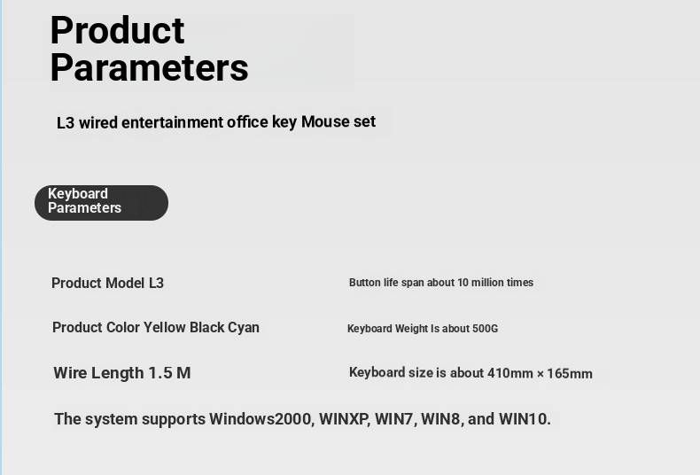 L3/L4 Wired Silent Mechanical Keyboard & Mouse Combo – Punk-Style ABS Keycaps, Waterproof Design, 102-Key Layout With Blue Switches_voghion.com