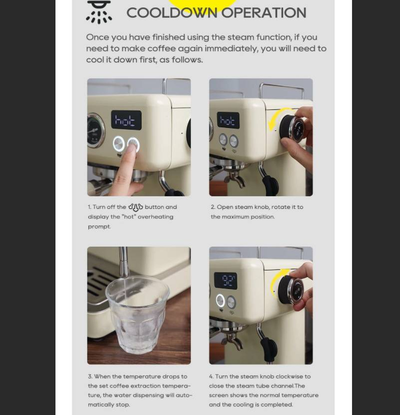 PSH10PLUS-WH-EU 1350W Halbautomatische Kaffeemaschine, 20Bar Pumpendruck, Pulverhammer, 58mm Temperaturregler, beweglicher Filter, Kalt-/Heißkonzentrat_voghion.com