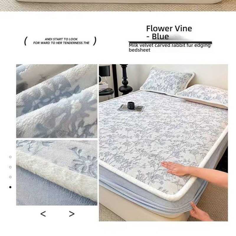 Premium Milk Fleece Fitted Sheet With 3D Carved Patterns – 360° Full Wrap, Anti-Static & Hypoallergenic For Ultimate Comfort_voghion.com