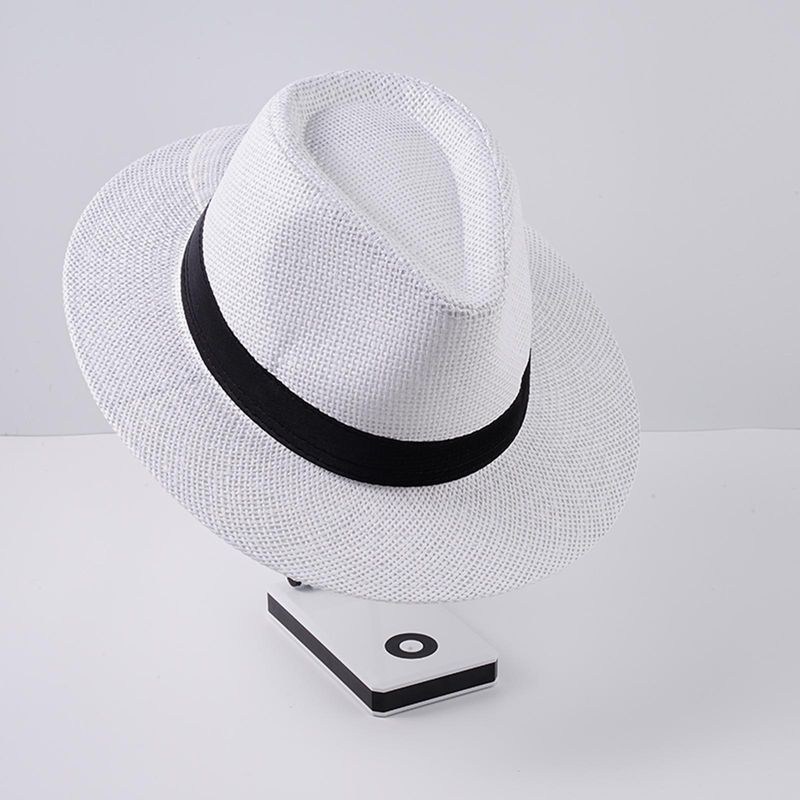 Neu eingetroffen Mode Sommer Casual Unisex Strand Große Krempe Jazz Sonne Panama Papier Stroh Frauen Männer Cowboy Fedora Hut Gangster_voghion.com