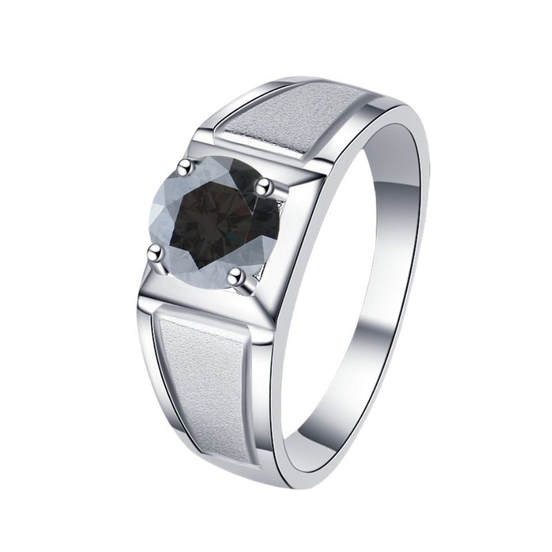 Gekleurde Moissanite Heren Diamant Matte Klassieke Mode Effen Textuur S Puur Zilveren Ring Trend_voghion.com