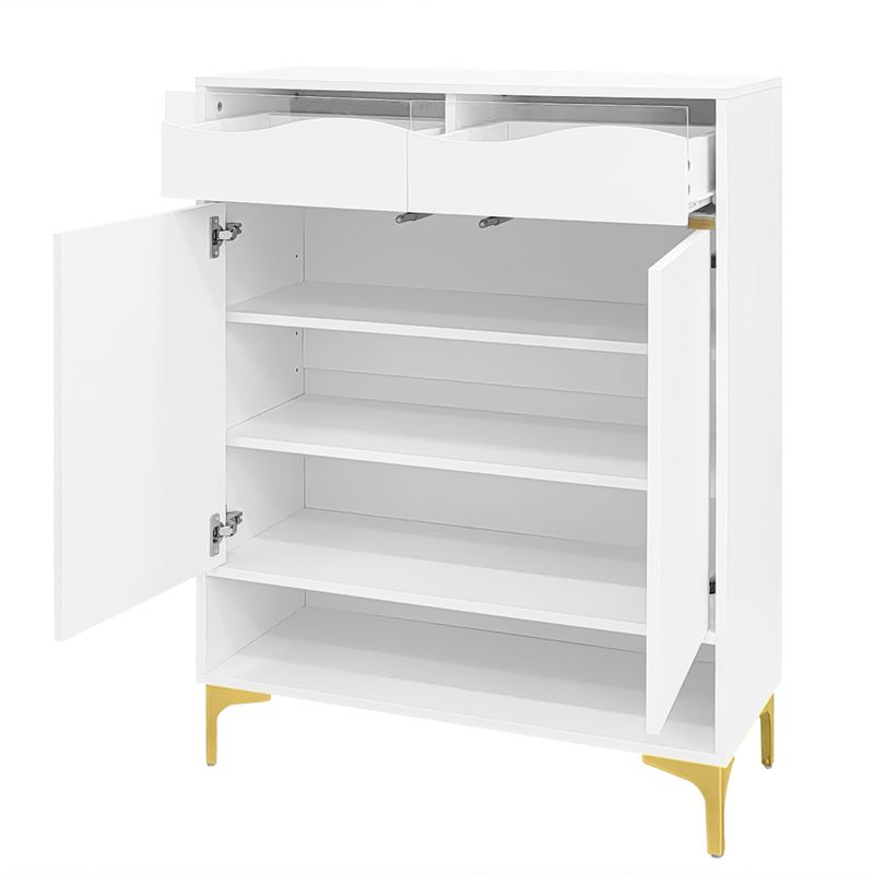 Meuble à chaussures blanc moderne avec éclairage LED 16 couleurs – Rangement gain de place pour couloir 80 x 35 x 105 cm avec tiroirs et étagères – Pour entrée, salon, couloir_voghion.com