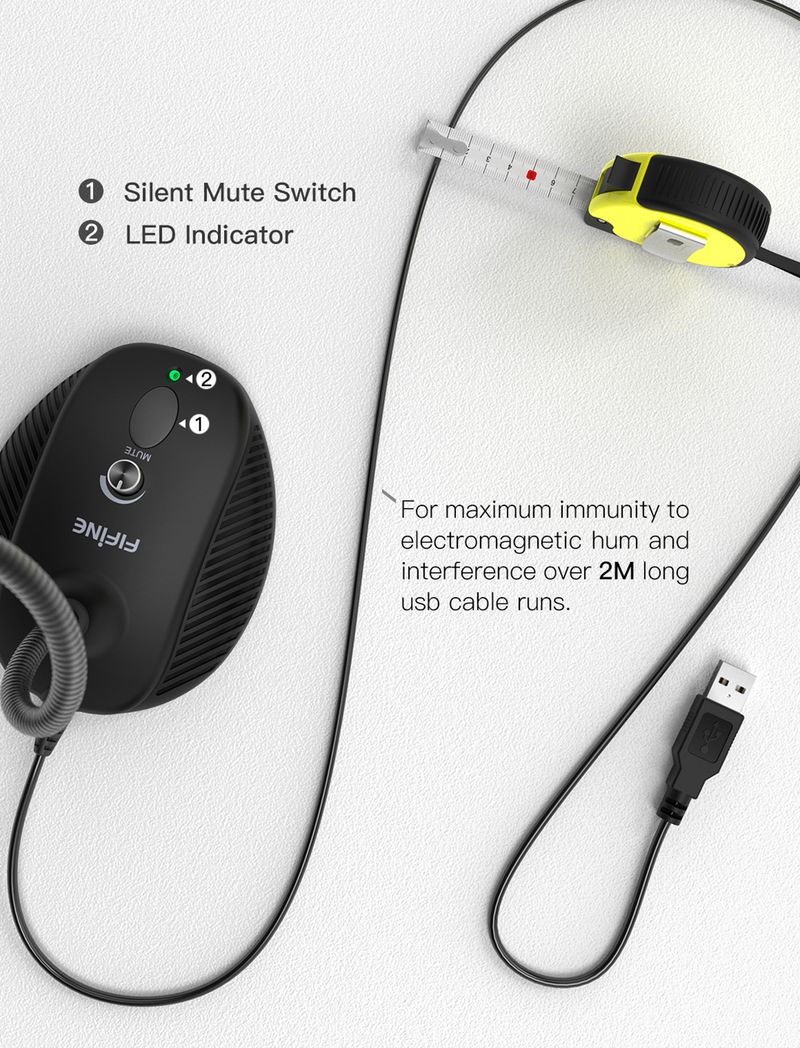 FIFINE USB Mikrofon Plug&Play Desktop Kondensator PC Laptop, Mute Knäppchen, Kompatibel mat Windows/, Ideal fir YouTube, Zoom_voghion.com