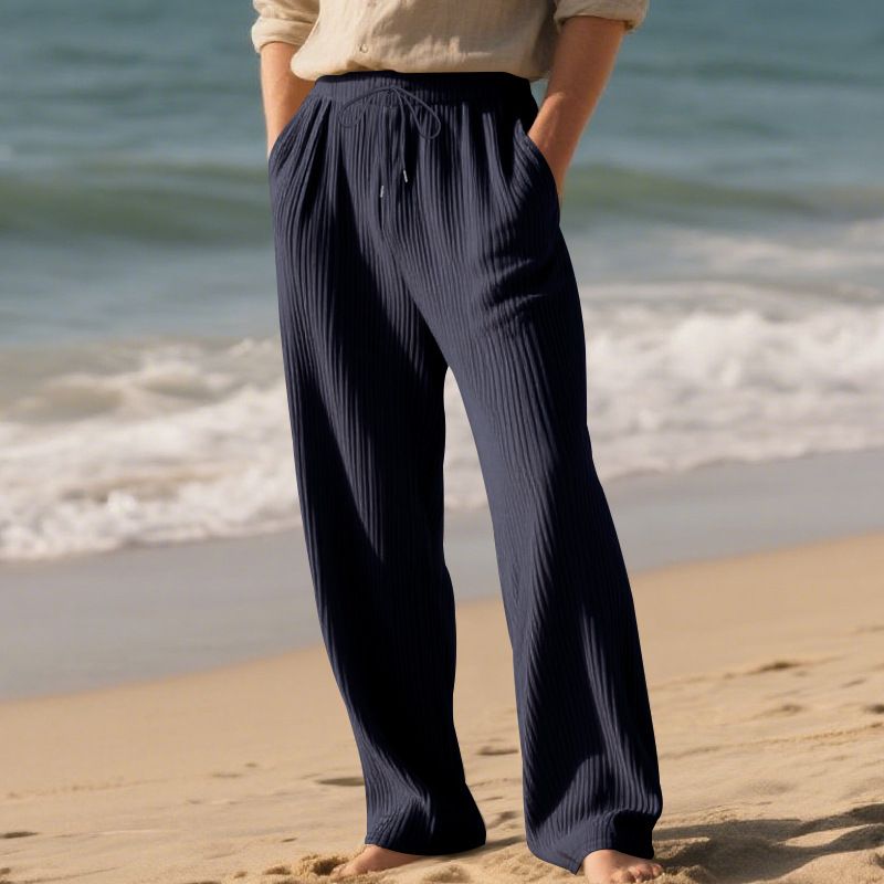 Spring And Autumn Jacquard Striped Wide Leg Pants Casual Loose Pit Drawstring Straight Large Size Men's Pants_voghion.com