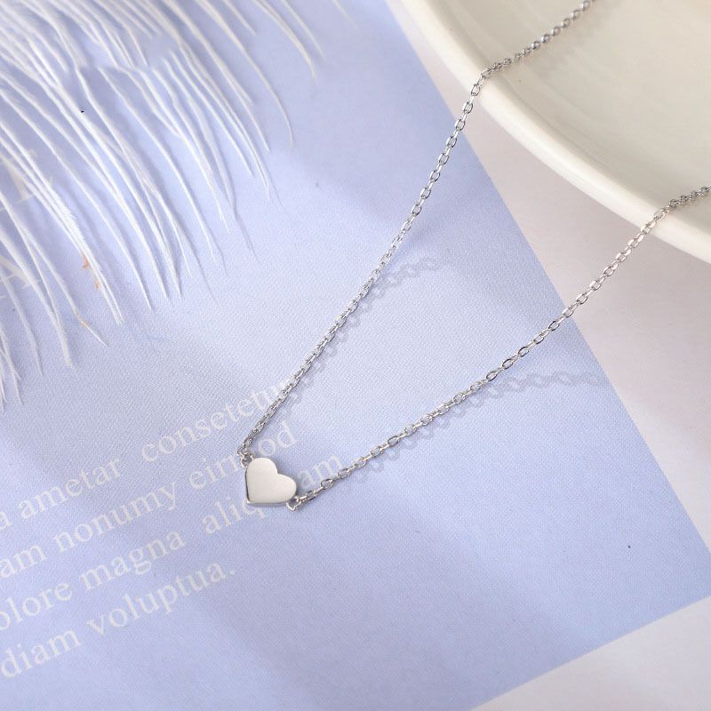 Cavigliera a forma di cuore in argento puro per donna, design di nicchia, stile semplice e fresco, elegante, versatile, dolce e squisito._voghion.com