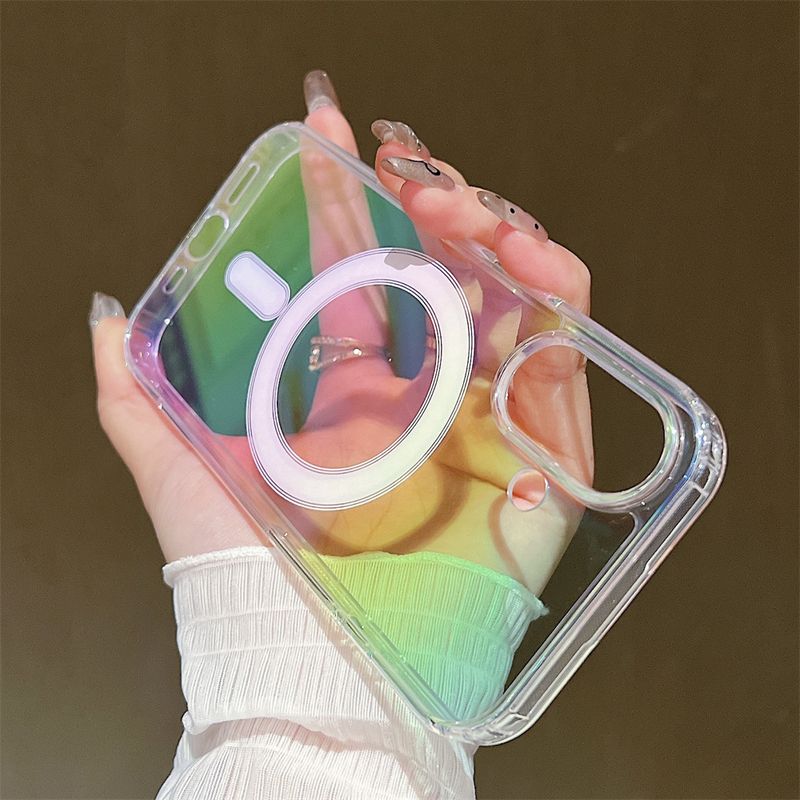 Luxus Gradient Laser Magnetic Für Fall Für IPhone 16 15 14 13 12 Mini 11 Pro Max 7 8 Plus Drahtlose Ladung Regenbogen Abdeckung_voghion.com