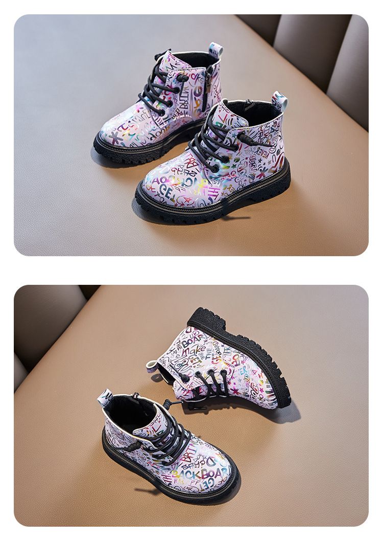 Chaussures pour enfants Chaussures pour filles Bottes courtes Martin pour enfants 2024 nouveau style tout match style printemps et automne bottes en coton noir princesse de style britannique_voghion.com