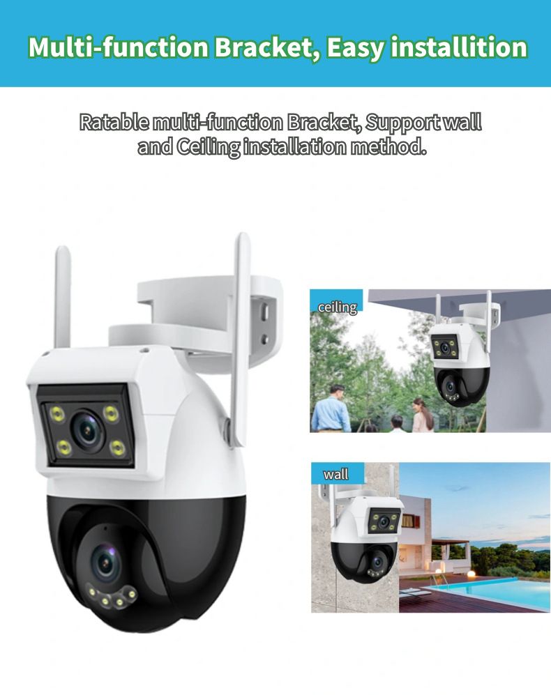 Pistola de bolas Icsee inalámbrica de alta definición, resistente al agua, con cámara de seguridad a todo color y control remoto para el hogar._voghion.com