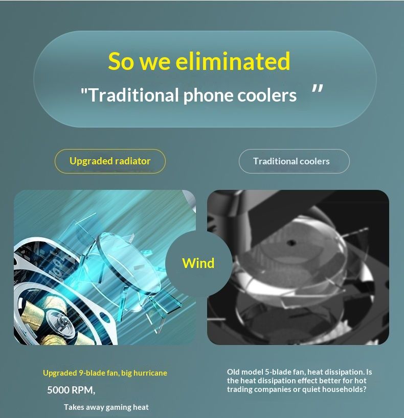 Digitex New Model Phone Cooler Semiconductor Artifact Air Cooling Charging Ultra Quiet Noiseless Clip-on Back Clip Fan_voghion.com