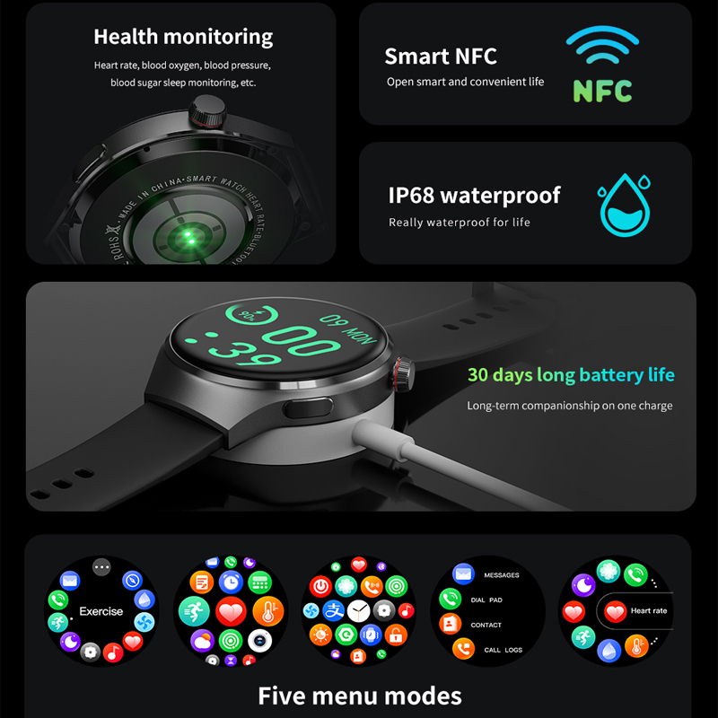 2023 nowy inteligentny zegarek NFC mężczyźni GT4 Pro HD połączenia głosowe zegarki sportowe kompas GPS Tracker wodoodporny SmartWatch dla Huawei Xiaomi_voghion.com