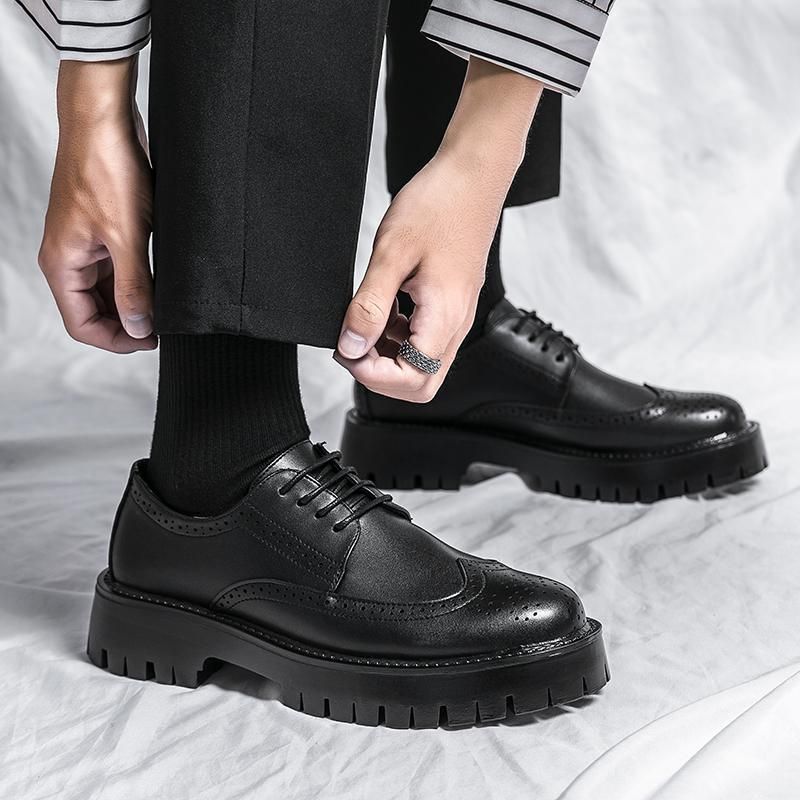 Mocassini con nappine stile britannico, stile brogue primaverile, alla moda, slip-on, per parrucchieri, scarpe da uomo con rialzo per l'altezza_voghion.com